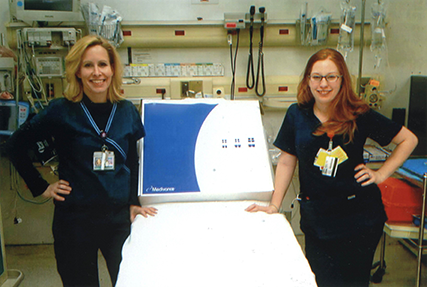 Jennifer Whalen '09 (left) conducted research on Elmhurst Hospital Center’s multi-service induced hypothermia program